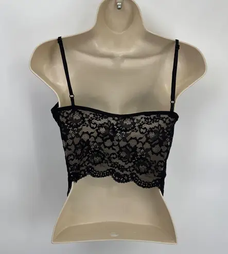 Gothic Butterfly Bralette Womens Large Black Whimsigoth Witchy Lace Side Boning