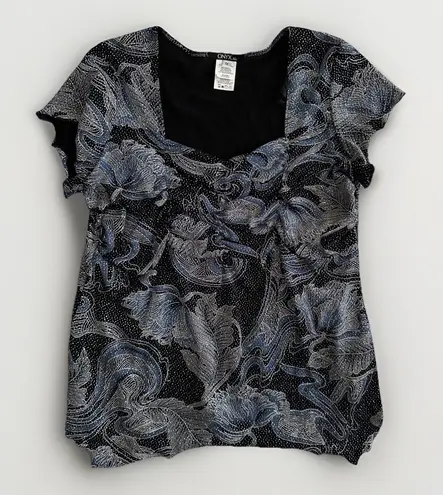 Onyx Nite Onyx Women Sparkle Formal Party Glitter Silver Gold Blue Sz 1X Babydoll Top