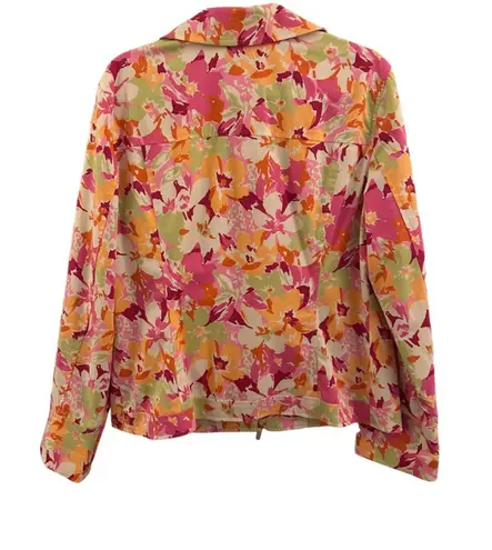 Dana Buchman Vintage Vibrant Floral Zip Up Fully Lined Light Jacket Size 14