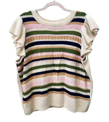 Eloquii Women’s Multicolor Swearter Top with Ruffle Sleeve Details 22/24