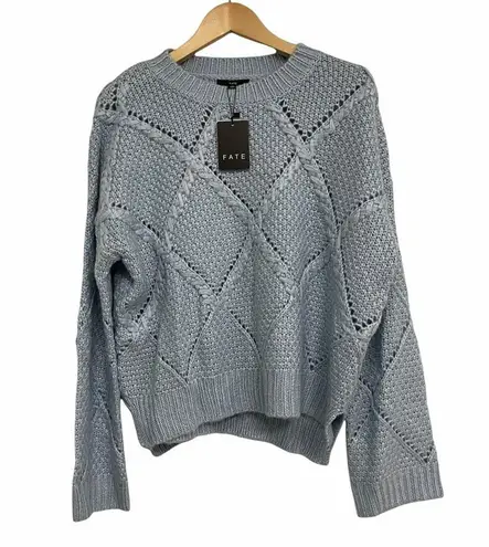 FATE. Betti Diamond Sweater Baby Blue Heavy Warm Winter Cozy NWT Size Medium