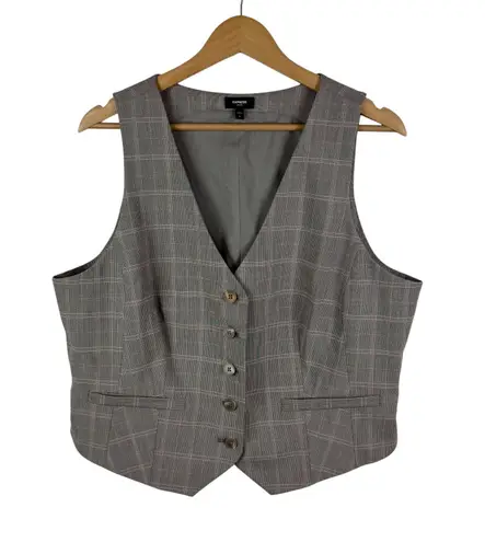 EXPRESS Editor Plaid Vest XL Gray Conscious Edit Career Layering Office Academia