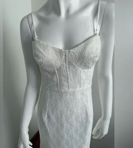 Lulus White Lace Bustier Maxi Dress – Size L – Stretch Fit Bridal Gown – New Size L