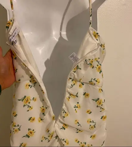 Purple Snow White Dress with Yellow and green Floral Pattern XL NWOT