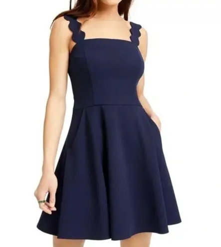 City Vibe NEW NWT Solid Navy Blue Mini Fit & Flare Dress Party Wedding JUNIORS