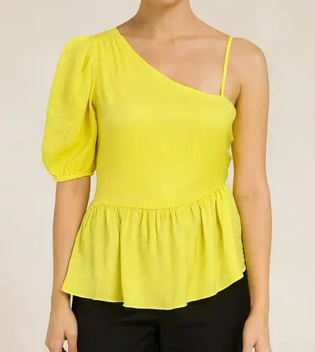 Glam Yellow Off-the-Shoulder Womenโs Top โ Size Large NWT