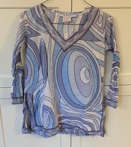 Gretchen Scott cover up pucci esque design modern pattern large women’s tunic Blue - Image 1