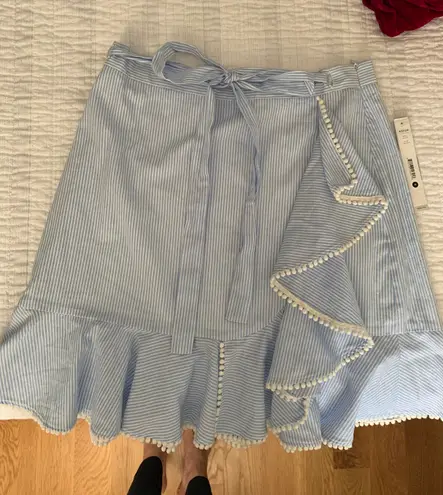 AQUA Blue Stripe Tie Ruffle Skirt