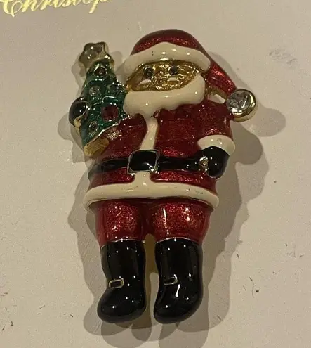 NWT Christopher Radko Santa Gold Tone Red Suit Christmas Brooch Pin