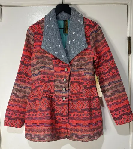 Arrata Silent Journey Blazer Jacket Pink Size Small NWT Embroidered Peplum