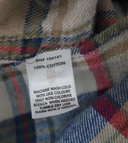 Field & Stream 100% Cotton Plaid Flannel Button Up Shirt Ladies' XL