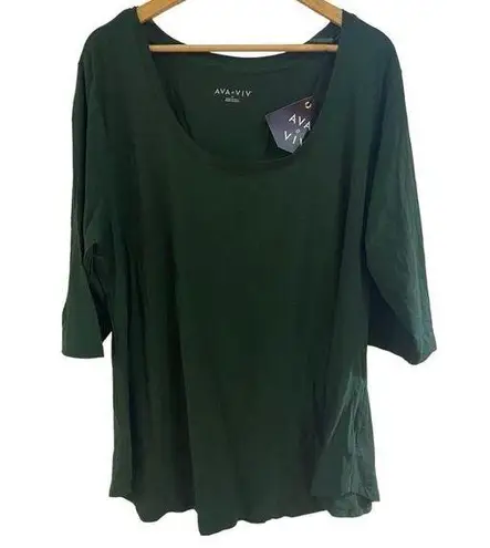 Ava & Viv  long sleeve green plus size 2XL crew neck green