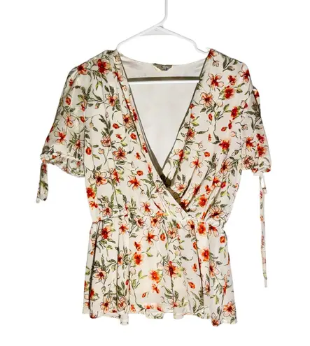 Ember White Floral Sheer Blouse with Lining – Women’s Medium