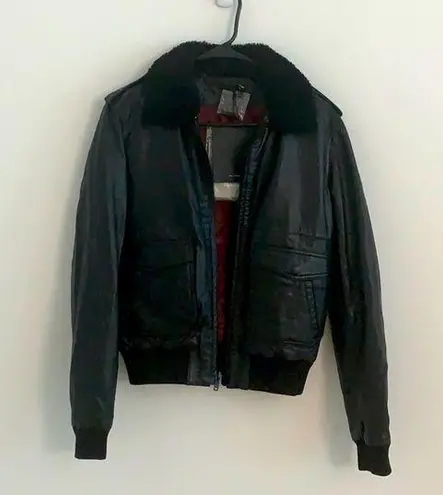 NWT BLK DNM Sherpa Aviator Leather Bomber jacket Size XS