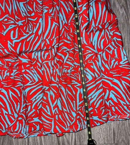 Japna Blue and Red Tiger-Like Print Dress