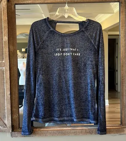 True Craft Comfy Lightweight Statement Shirt Blue Long Sleeve Top Open Back Womens Large