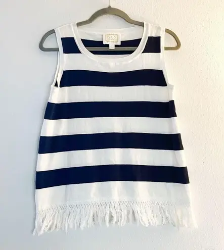Sail To Sable Top Hydna Fringe Sweater Tank Top Sz XS GUC Nautical Round Neck