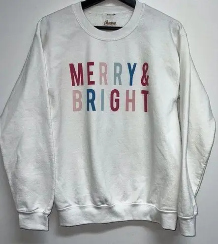 Gameday Couture Womens Christmas Holiday Sweatshirt Size S White Merry & Bright