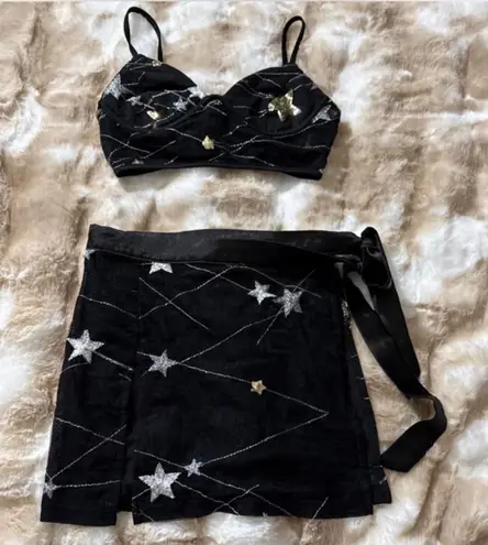 Cute top and skirt set Black Size XS