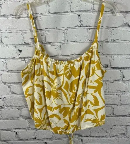 Madewell  Tank Top Linen-Blend Meriden Crop Cami Tie Tropicale Floral S/M NWT