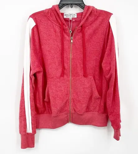 Wildfox  Couture Full Zip Terrycloth Hoodie Red Small