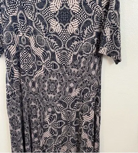 Soft Surroundings tan blue geometric print jersey Juliette maxi dress Size 1X