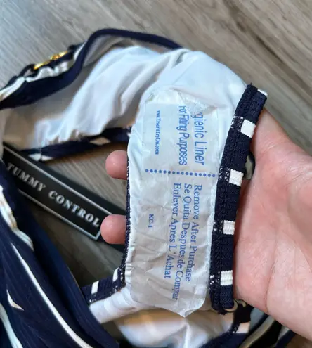 La Blanca Capri Stripe Belted High Waist Bikini Bottom Size 10 NWT