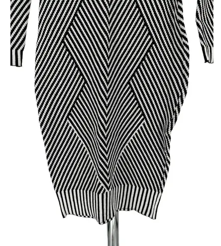 Karen Millen Chevron Pattern Knit Midi Pencil Skirt Black White sz Small Bodycon