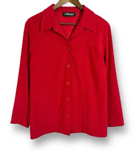 Sag Harbor Faux Suede Jacket | Petite Large | Velour Velvet | Classic Red Size undefined