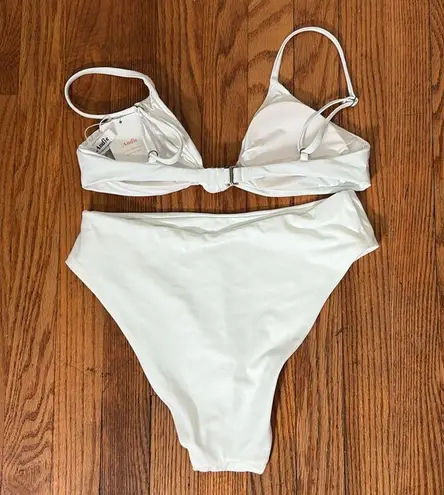 ANDIE bikini Set Santorini Top 90s High Waisted Bottom White size M NWT