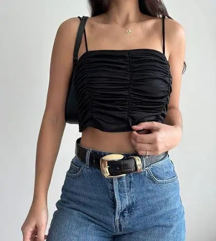 Love j Black ruched cami crop top