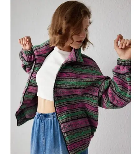 Cider Fleece Stand Collar Aztec Print Jacket SZ S NWT