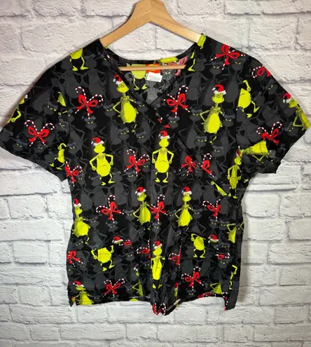 Dr Seuss Christmas Scrub top The Grinch women’s size Large Green
