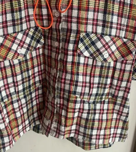 Veronica Beard Corrine Dress Plaid Shirt Dress Red Multi