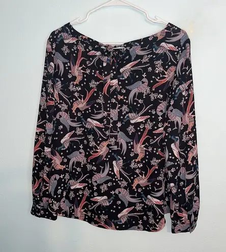 The Loft Women’s petite long sleeve snowbird print blouse