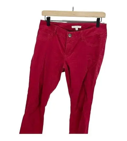 CAbi  Womens Skinny Pants Red Mid Rise Stretch Corduroy Pockets Cotton Blend 4