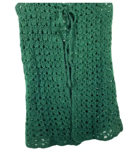 Handmade Crochet Sweater Vest Womens S Knit Grannycore Grandma Open Front Green