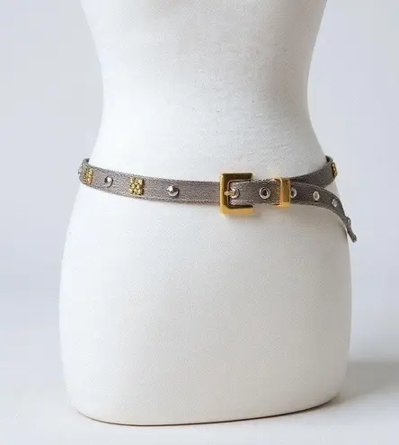 Metallic Mesh Metal Belt Gold Silver Tone Sz Sm 32” Edgy Y2K Utilitarian Floral