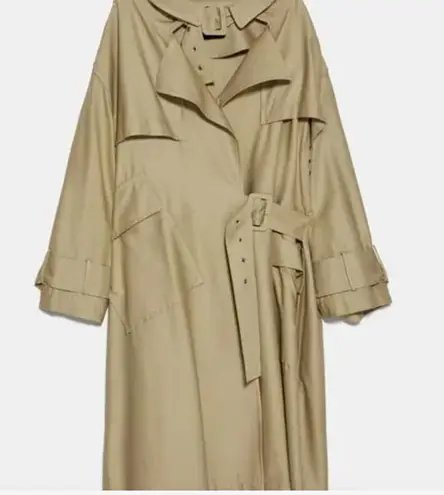 ZARA NWT  Oversized Trench Coat Belted Double Breasted Bloggers Fav S/M