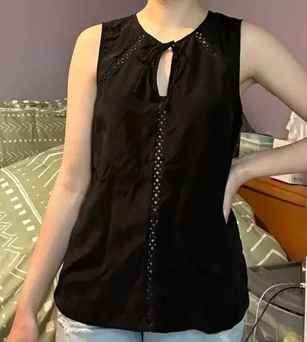 Ecru black cutout tie tank