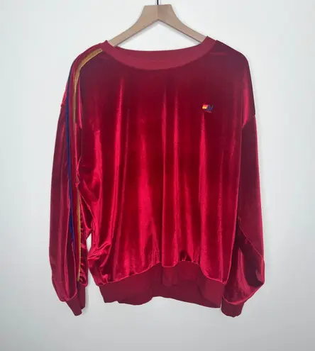 Aviator Nation Red Velvet Relaxed Sweatshirt Medium Womens