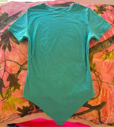 auden teal green blue fitted short sleeve bodysuit