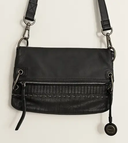 The Sak Black Leather Foldover Crossbody Bag