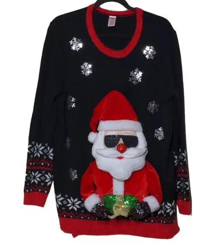 Holiday Time 3D Cool Santa Claus Ugly Christmas Sweater 1X (16W/18W)