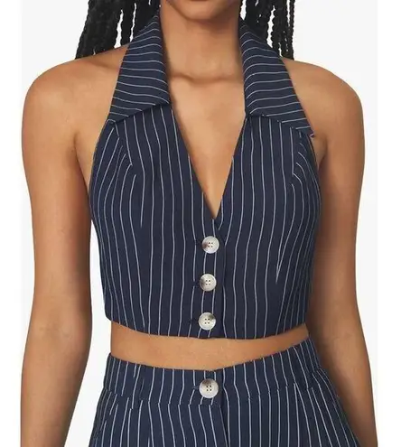 We Wore What Danielle Bernstein by Bella Pinstripe Vest Blue XXL NEW