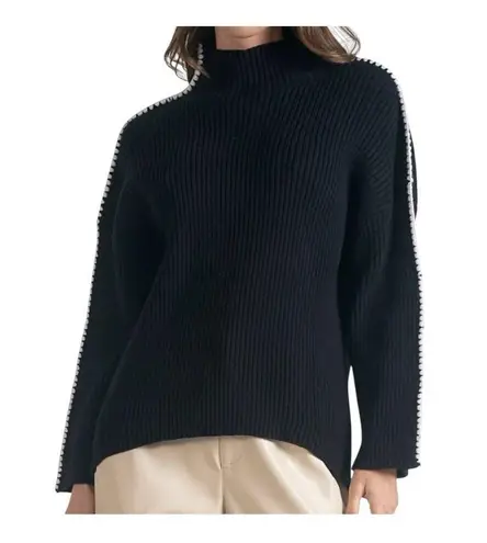 Elan Bree Black And White Women’s Sweater Mock Neck Size Large NWT