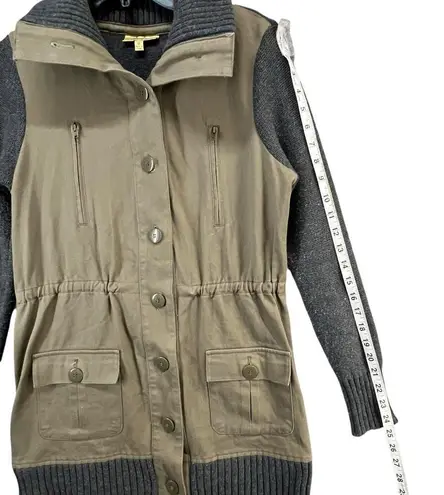 Princess Vera Wang Sweater Jacket Womens M Olive Gray Button Up Pockets Military Green Size M
