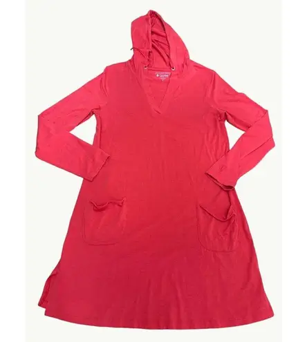Coolibar Womens UPF 50+ Hooded Tunic Dress C over up M Red Cotton Blend Size M