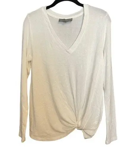 Sunday in Brooklyn Anthropologie Women's Cream Twist Front V Neck Sweater Small