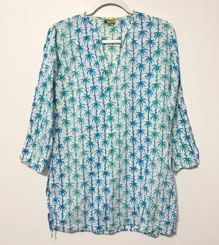 Roberta Roller Rabbit Roller Rabbit Tropical Tunic Size Small Coverup Palm Tree Beach Summer Top Blue